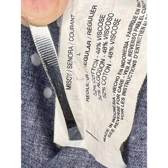 Gloria Vanderbilt Casuals Women's Sleeveless Blouse Size Large Blue with White C - Picture 11 of 14